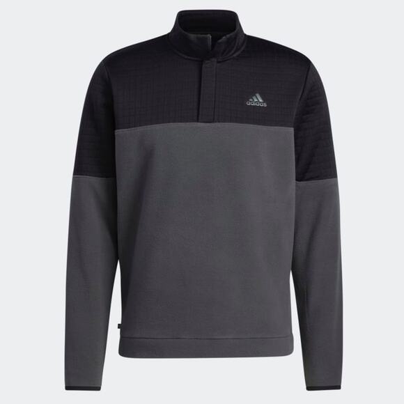 ADIDAS  NWT Men's Water Repellent 1/4 Zip Fleece Pullover Golf Gray Black Small - Picture 1 of 10